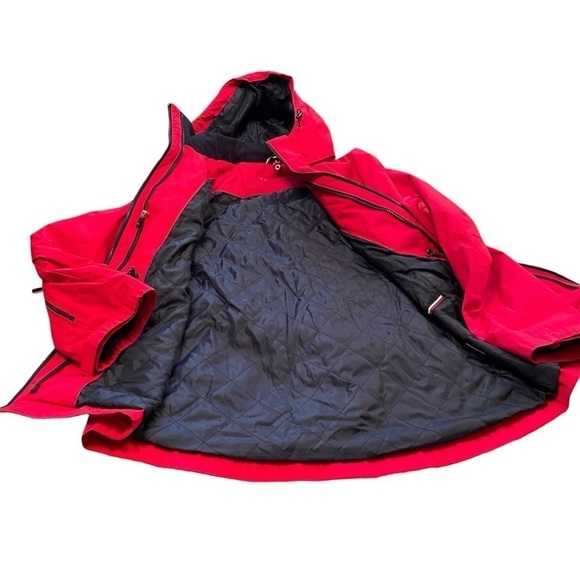 Tommy Hilfiger Red Jacket - missing inner jacket. Size Large-Several zip pockets - Picture 2 of 15